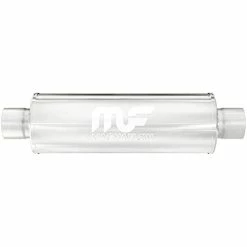 Deals ???? 4in Round Center/Center Performance Muffler Exhaust 10416 - Straight-Through, 2.5in Inlet/Outlet, 14in Body Length, 20in Overall Length, Satin Finish - Classic Deep Exhaust S ????