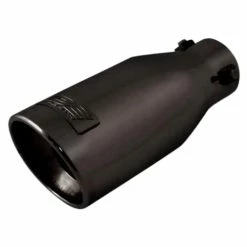 Best Sale ???? EX-1012B Performance Bolt-On Resonated Muffler Slant Tip With Clamps And Adapters For Fitment On Most Cars, Sedans, And Trucks - Matte Black Powdercoa ????