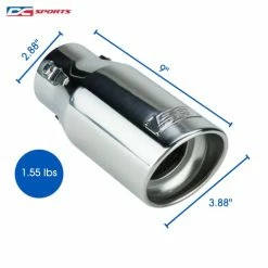 Best Sale ⌛ Polished Stainless Steel Universal Bolt On Exhaust Slant Cut Tip 2.875" Inlet 3.87" Outle ????
