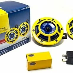 Buy ???? H31000001 Sharptone 12V High Tone / Low Tone Twin Horn Kit With Yellow Protective Grill, Includes Relay, 2 Horns Red/single ???? -Hella Shop 51KEKG58oUL. AC